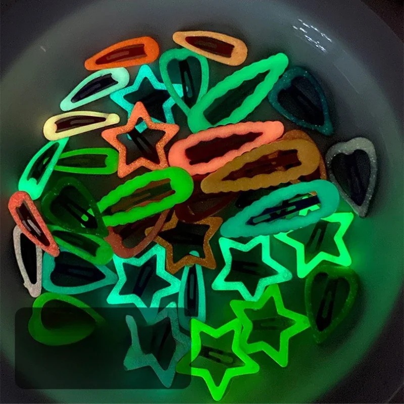 Glow In Dark Stars - 10 pinces à cheveux colorées en