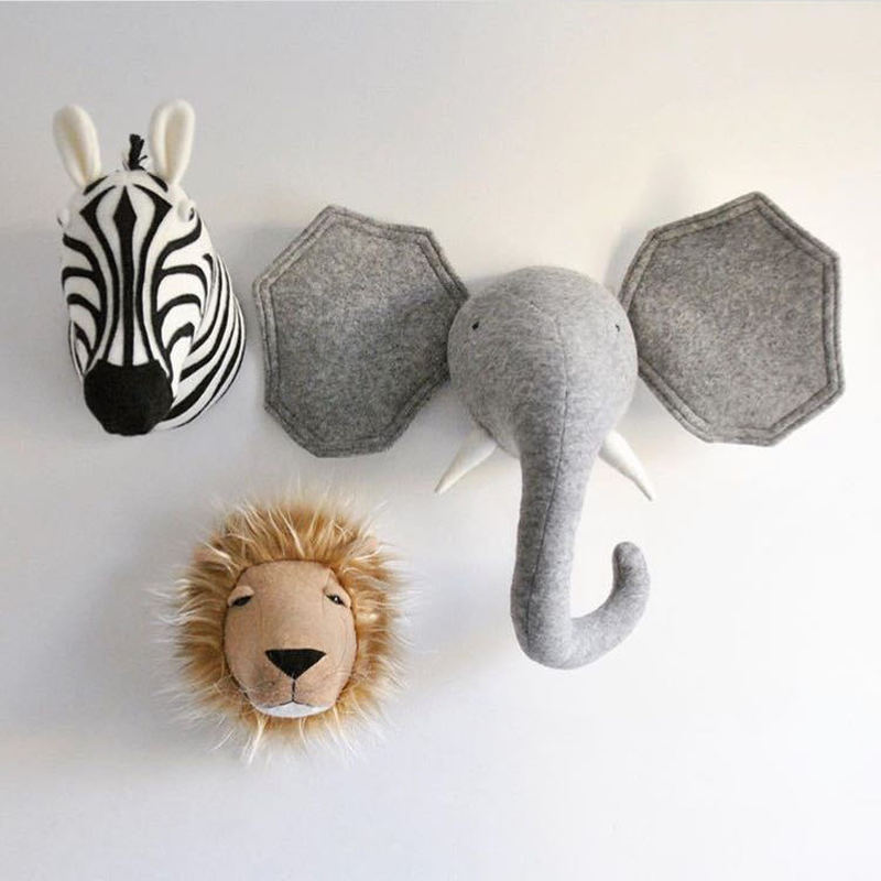 Kids Toys Elephant - Tête d'animal 3D zèbre/éléphant/girafe, jouets muraux