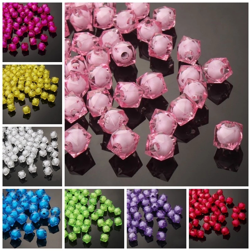 Kids Toys Deals - Perles acryliques transparentes carrées facettées de