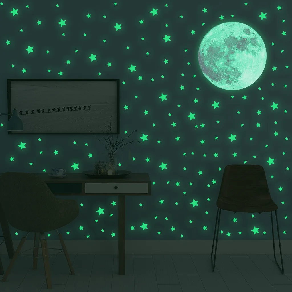 Glow In Dark Stars - Autocollants muraux étoiles de lune lumineuses