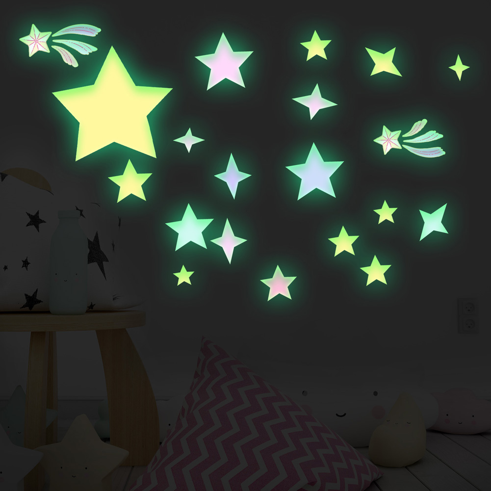 Glow In Dark Stars - Autocollant Mural étoiles colorées lumineux, décoration